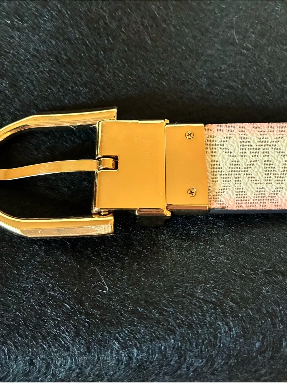 Michael Kors Brown MK Monogram Belt with Gold Hardware